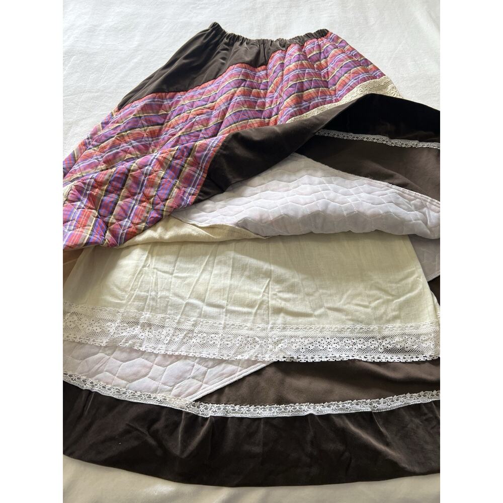 Vintage Chessa Davis Womens Maxi Skirt Velvet Lace Quilted Cottagecore Boho S/M - Picture 10 of 16